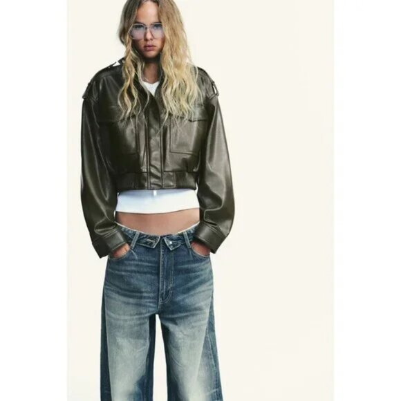 ZARA FAUX LEATHER SHORT JACKET - Picture 9 of 15